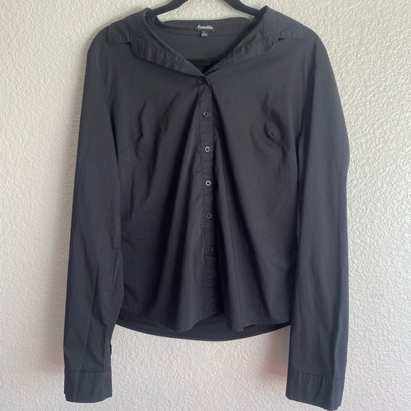 Camellia Black Button-Down Blouse – Size L - Picture 1 of 8